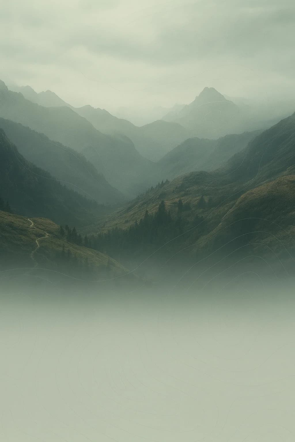 Montagnes dans la brume